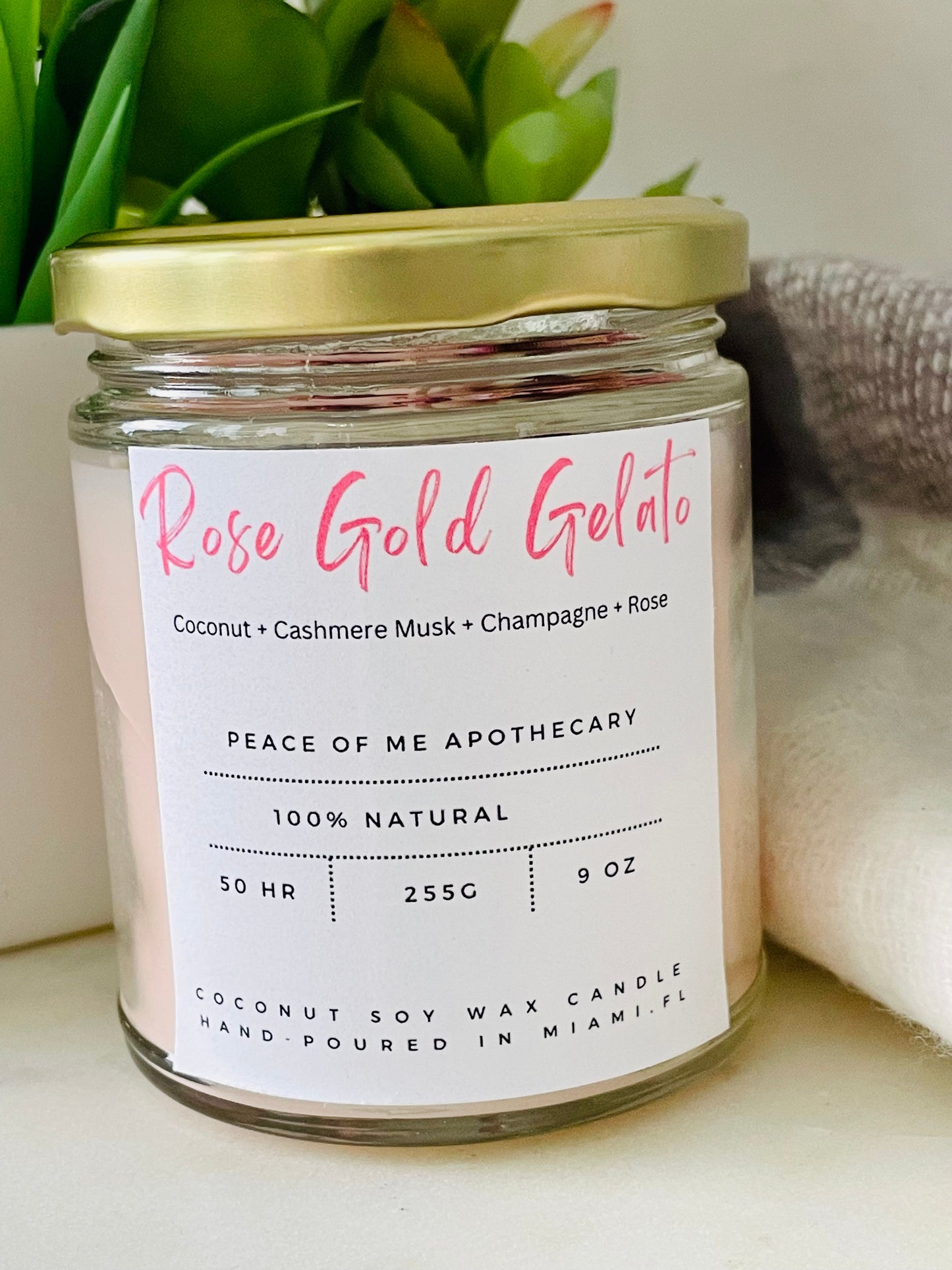 Rose Gold Gelato Virgin Coconut Soy Luxury Wax Candle