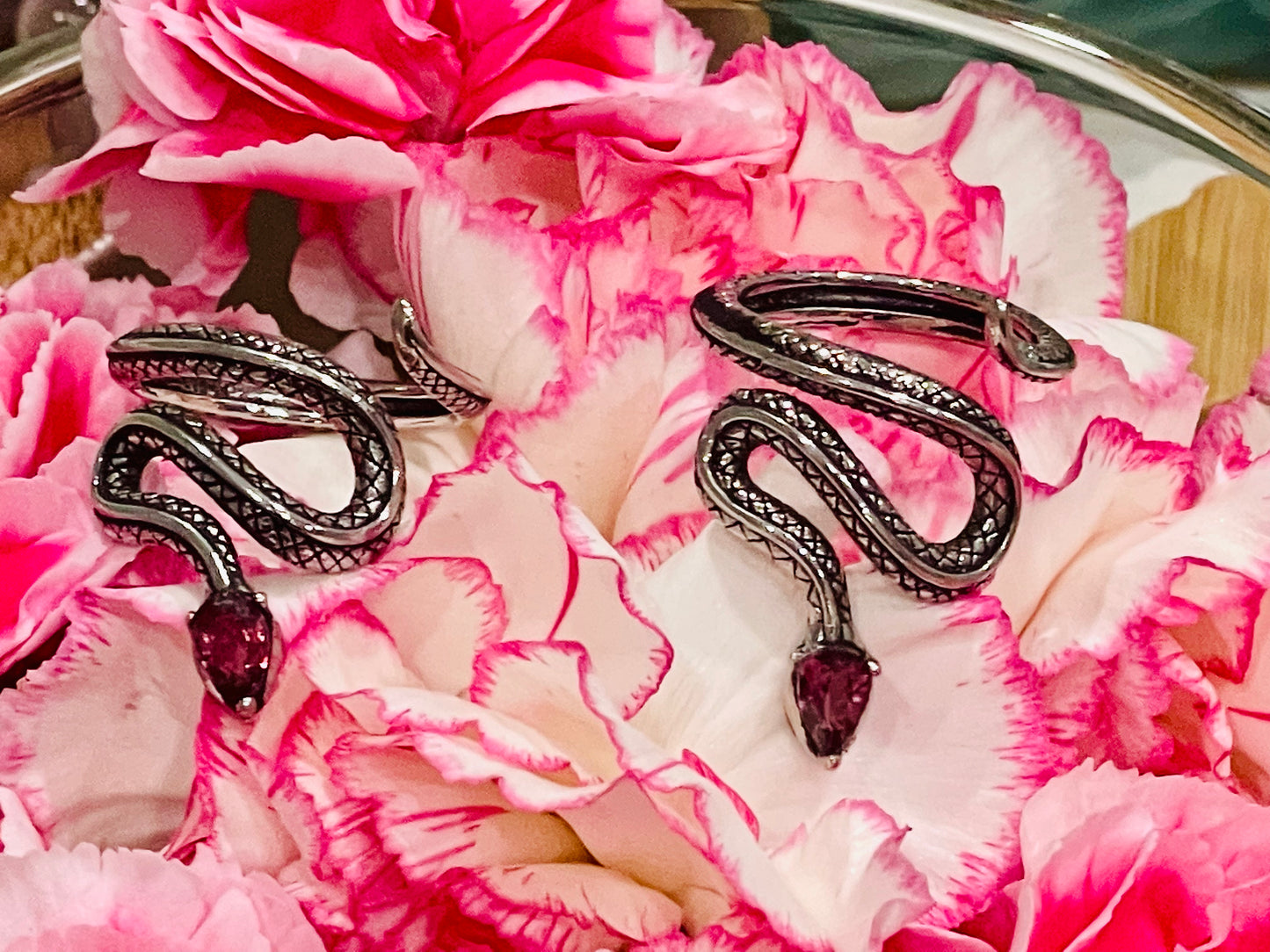 Snake Ring with Garnet