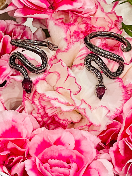 Snake Ring with Garnet