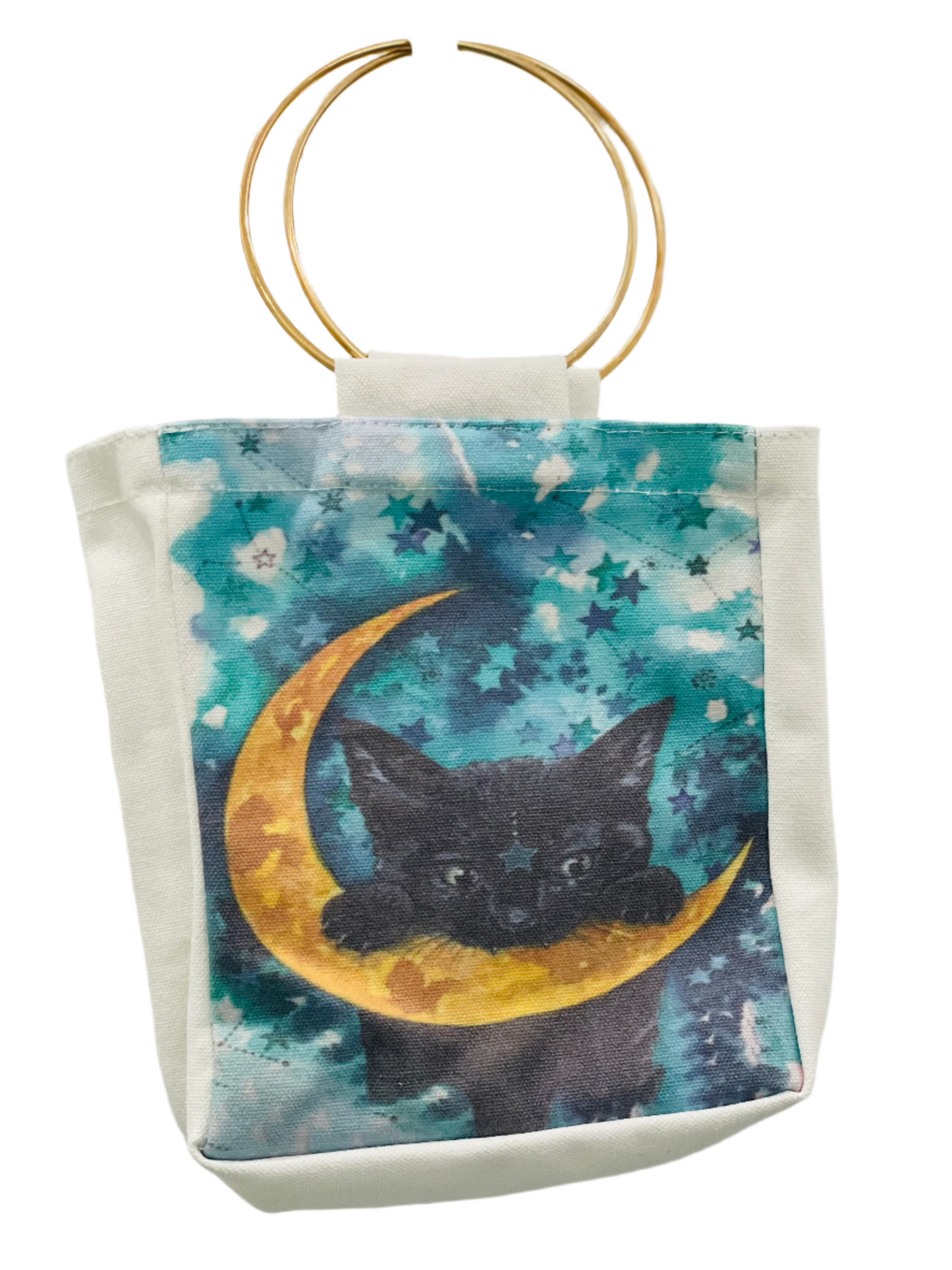 CAT AND MOON CLUTCH HANDMADE HANDBAG