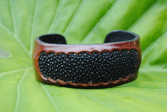 HANDCRAFTED BROWN LEATHER CUFF BRACELET