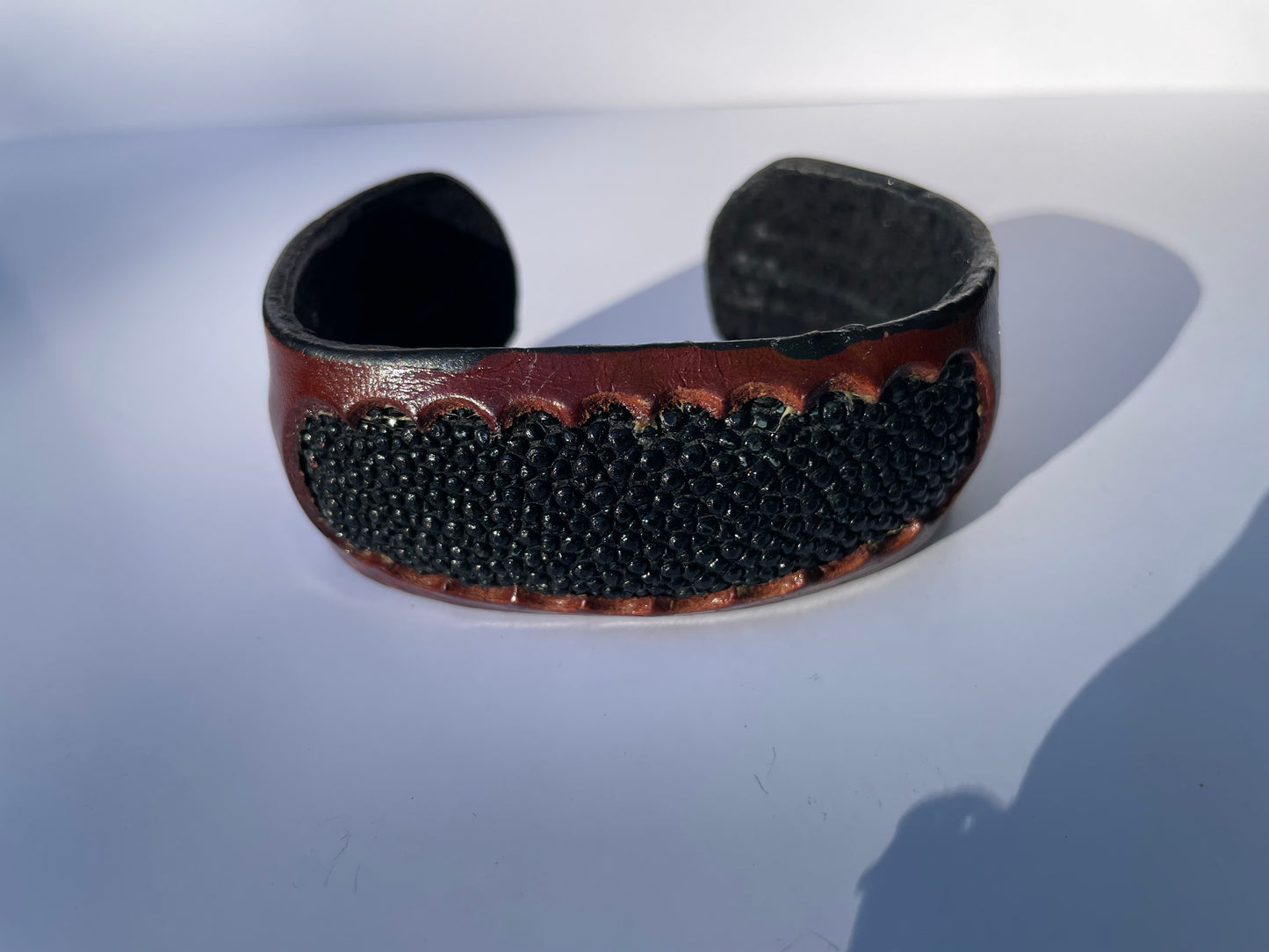 HANDCRAFTED BROWN LEATHER CUFF BRACELET