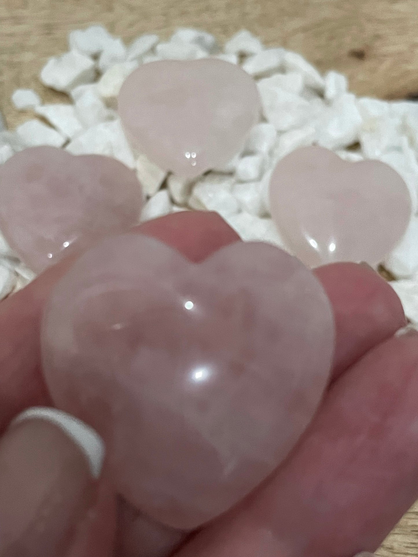 LOVING ROSE QUARTZ PUFFY HEART SMALL INTUITIVELY SELECTED