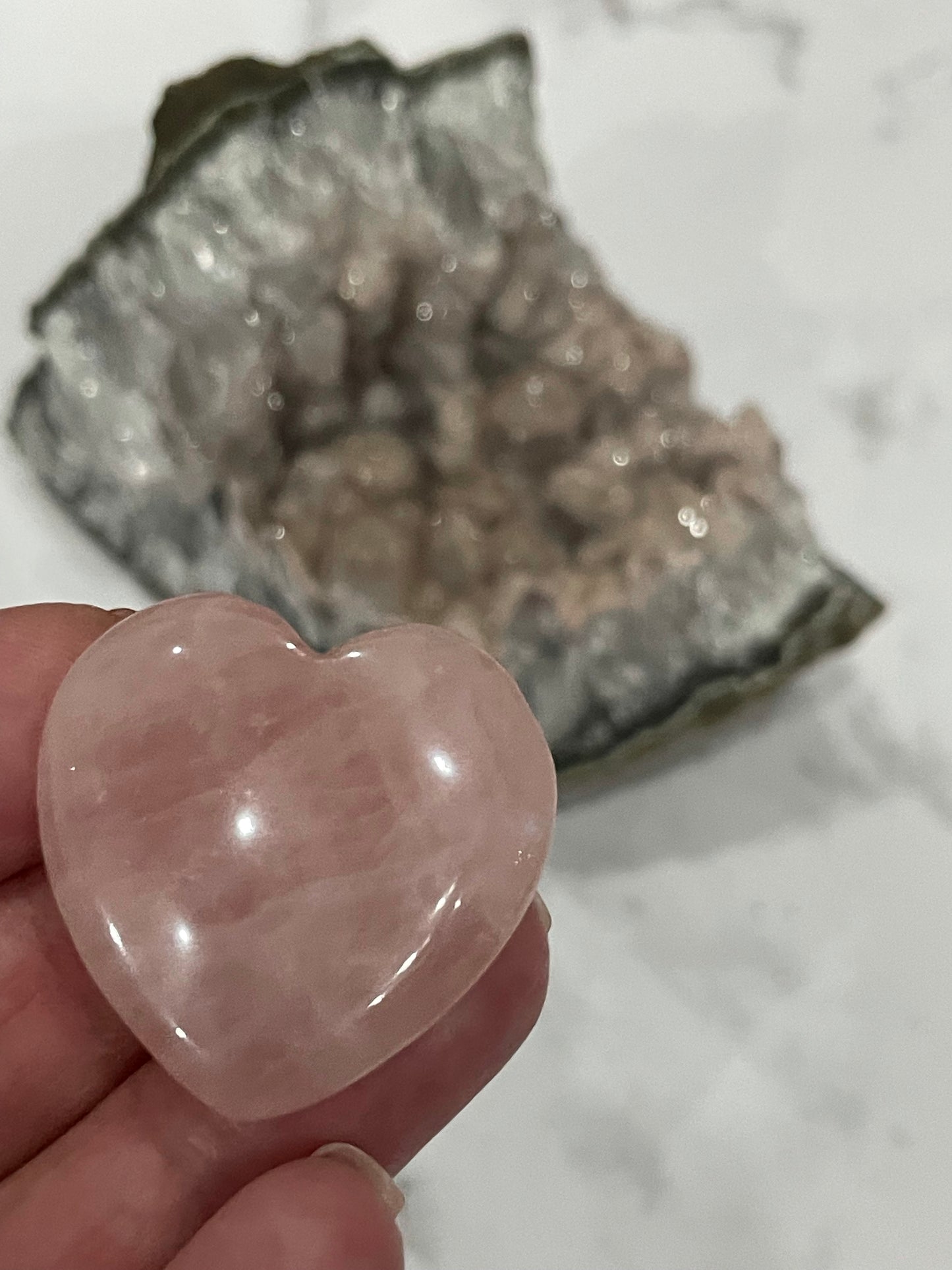 LOVING ROSE QUARTZ PUFFY HEART SMALL INTUITIVELY SELECTED