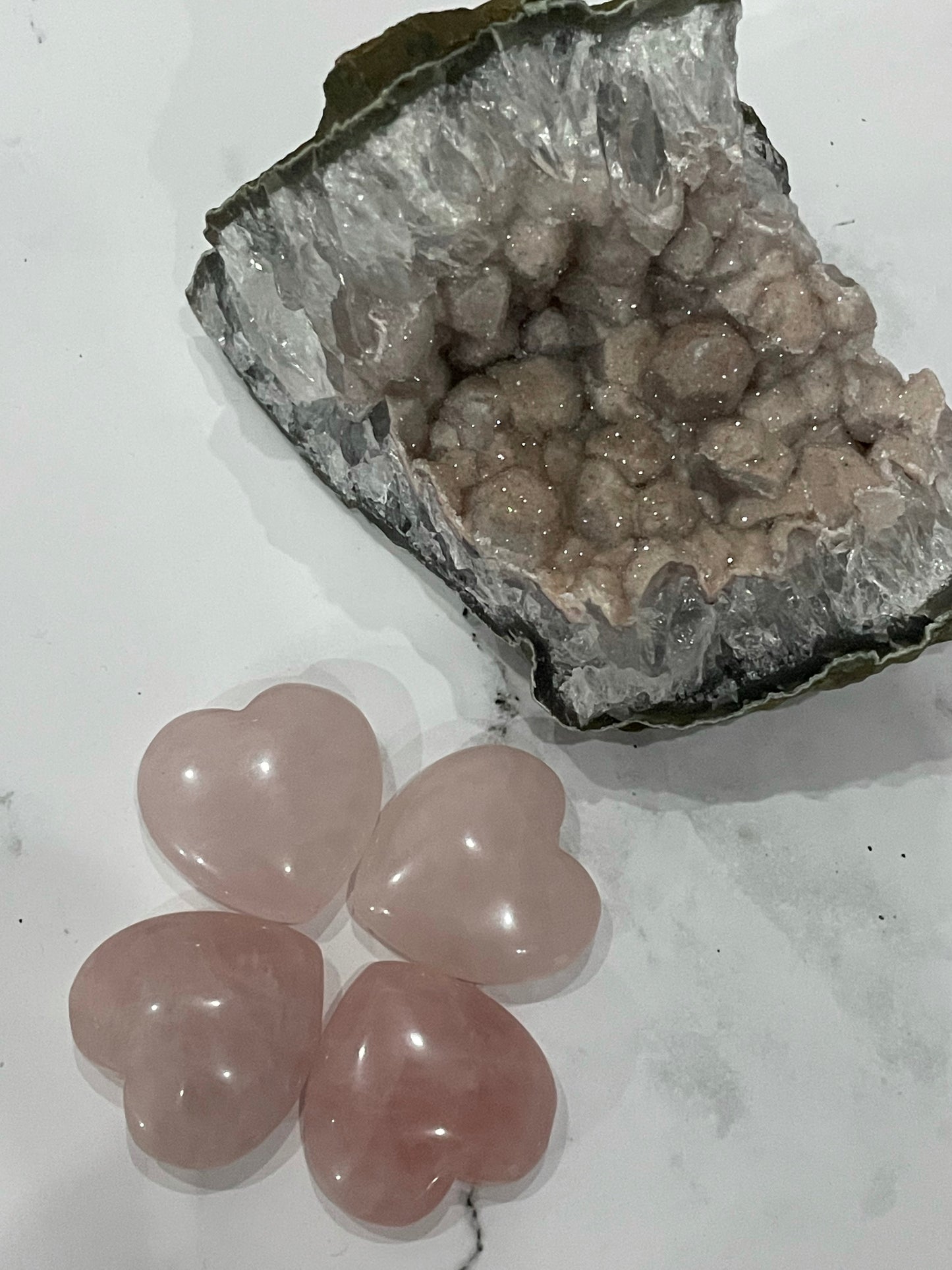 LOVING ROSE QUARTZ PUFFY HEART SMALL INTUITIVELY SELECTED