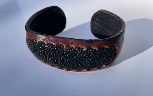 HANDCRAFTED BROWN LEATHER CUFF BRACELET