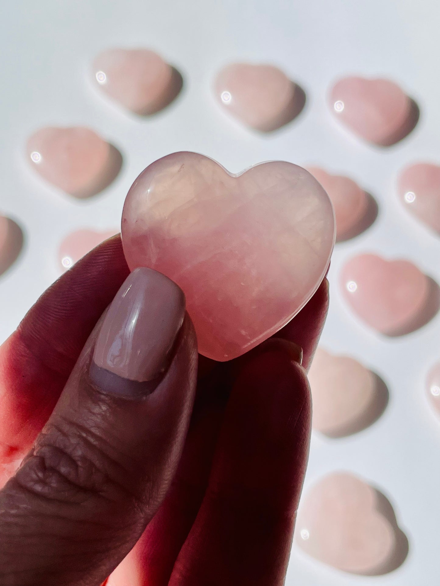 LOVING ROSE QUARTZ PUFFY HEART SMALL INTUITIVELY SELECTED